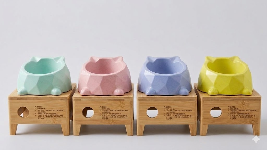 Bamboo fiber pet bowls