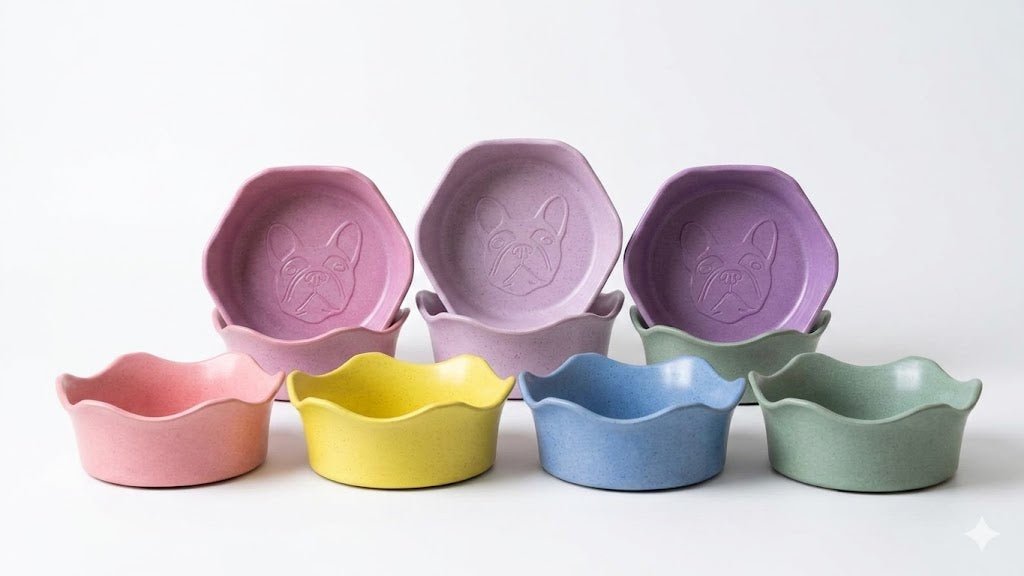 Bamboo fiber pet bowls