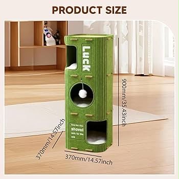 3-layer green cat condo