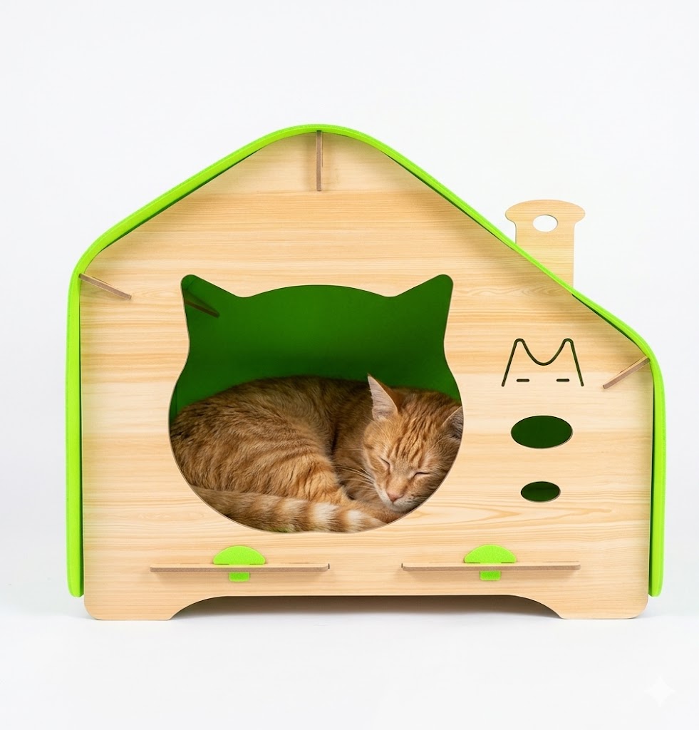Wooden cat house