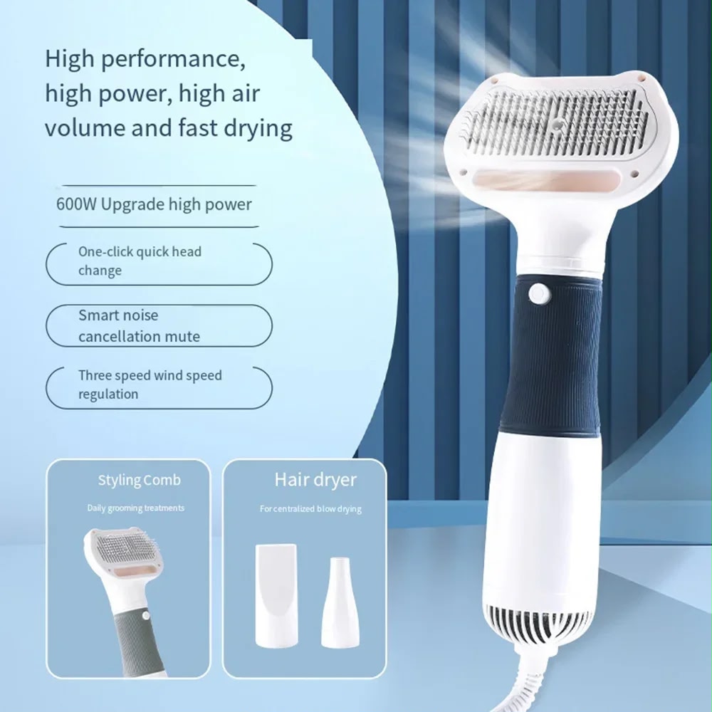Electric Pet Grooming Brush with Powerful Airflow – Hair Removal & Drying Comb