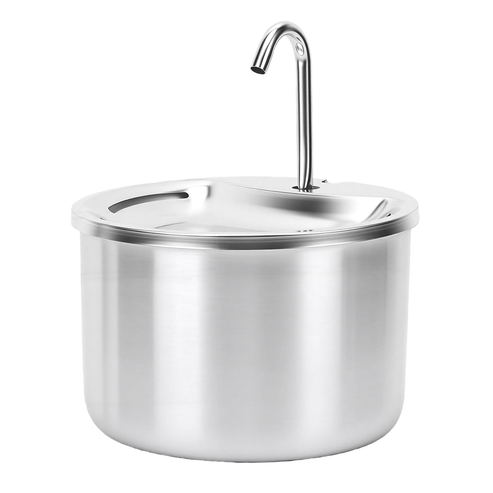 Stainless steel pet water fountain featuring