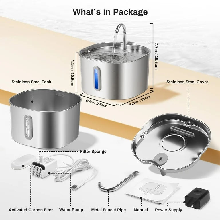 Stainless steel pet water fountain