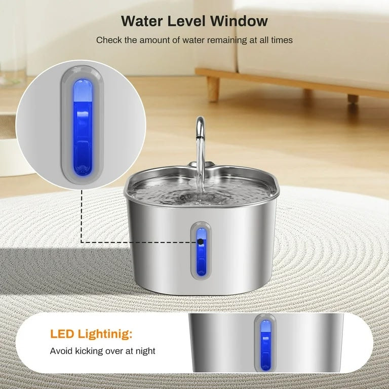 Stainless steel pet water fountain