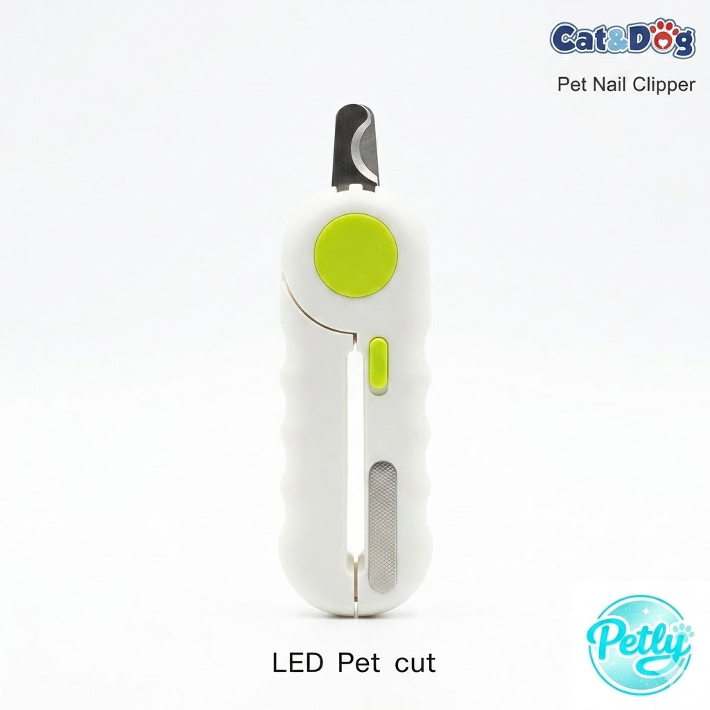 Pet nail clipper featuring built-in LED lighting