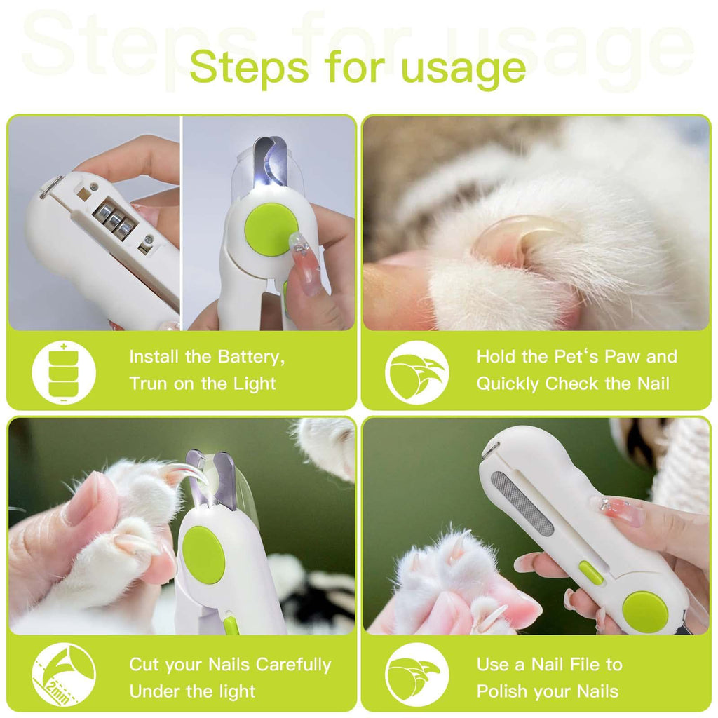 Pet nail clipper featuring built-in LED lighting