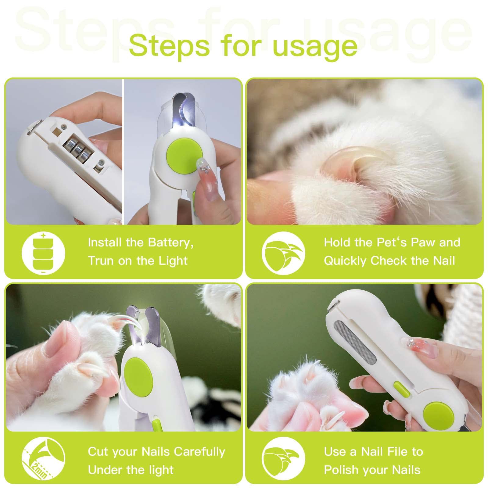 Pet nail clipper featuring built-in LED lighting