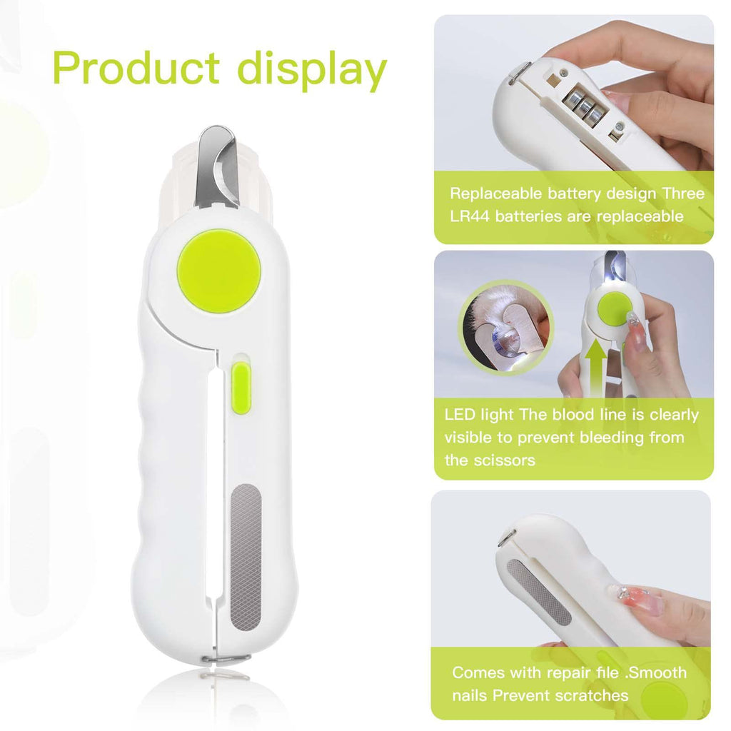 Pet nail clipper featuring built-in LED lighting